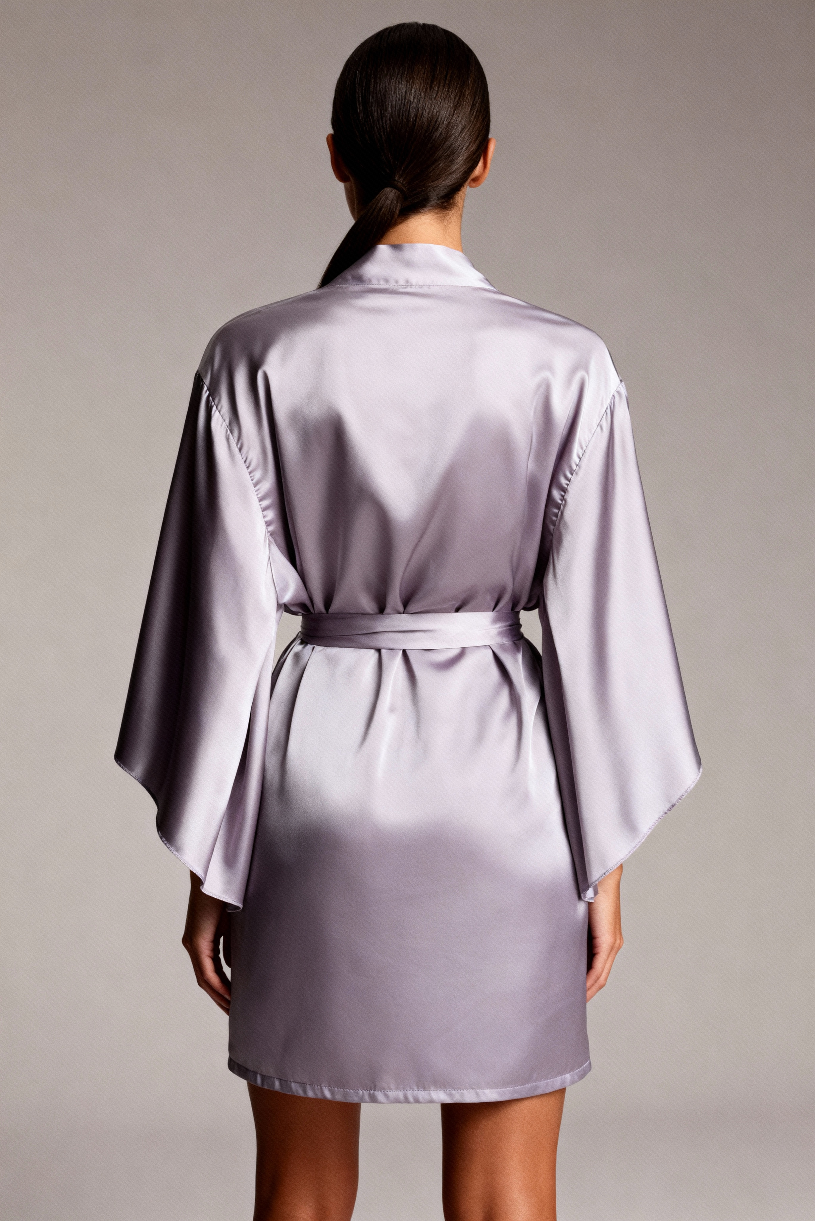Seria Lustre - Robe din satin gri Midnight - Gri